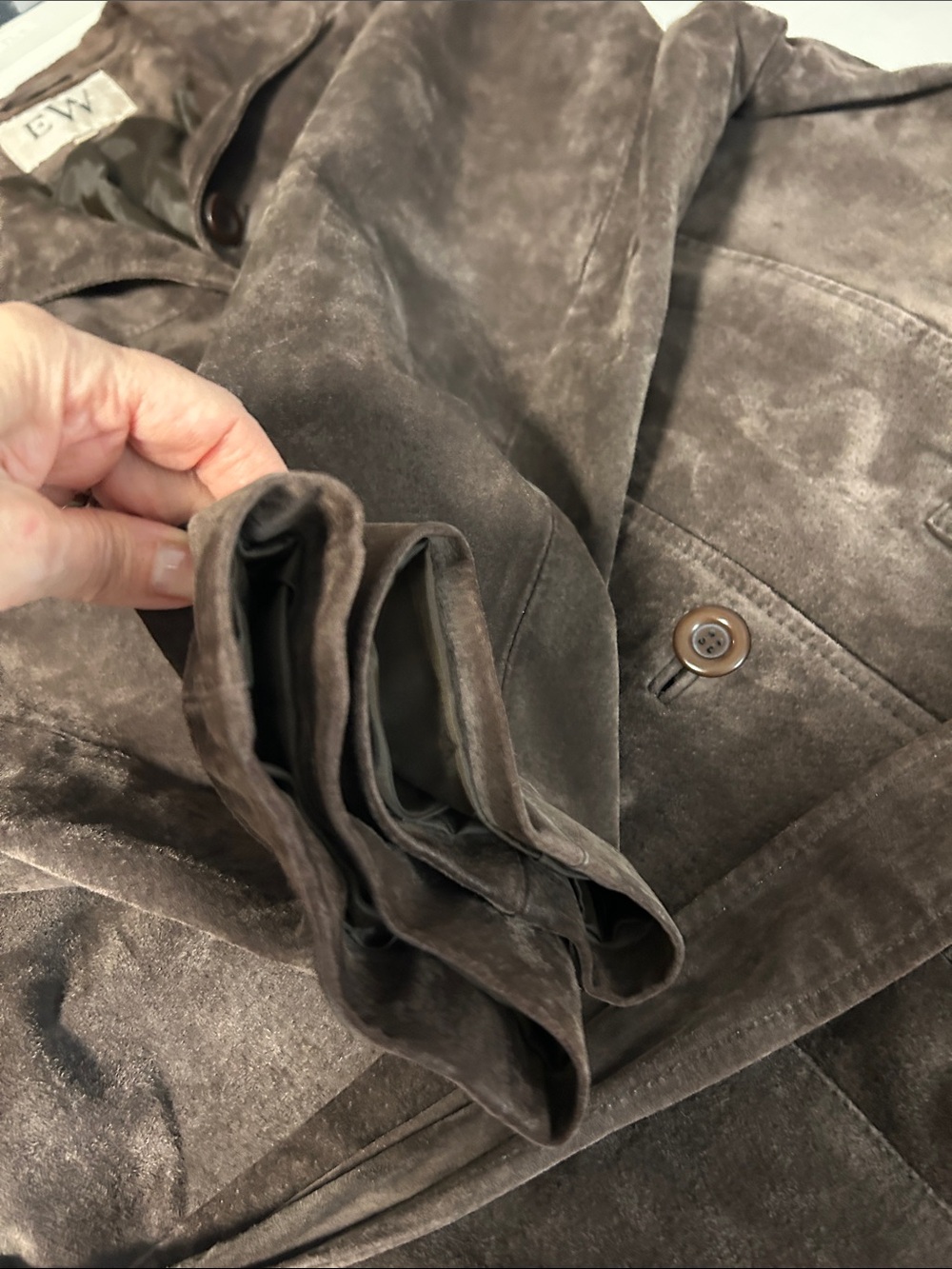 Vintage Brown Suede Leather Belted Jacket - Picture 11 of 15